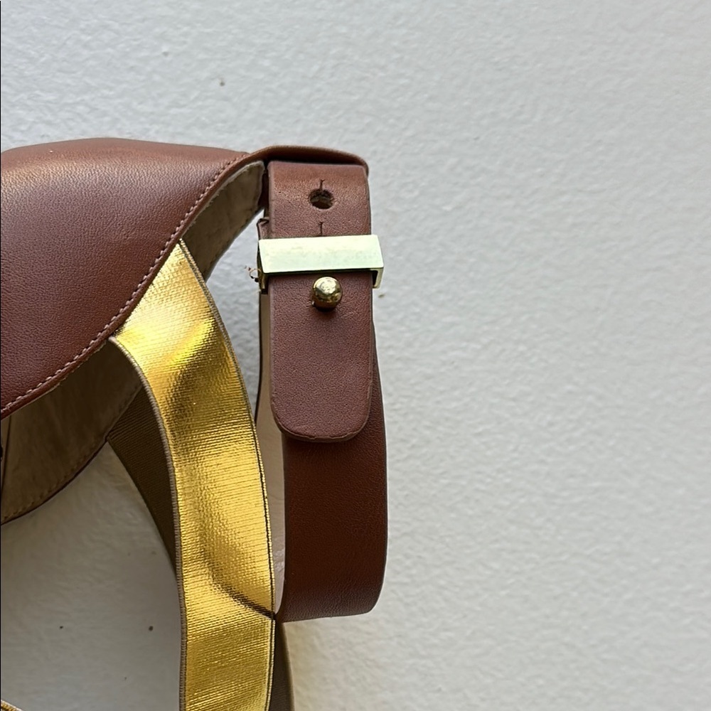 French Connection Sz 8.5 Metallic Gold and Black Heels Strappy Sandals • RARE💋 - Picture 6 of 8